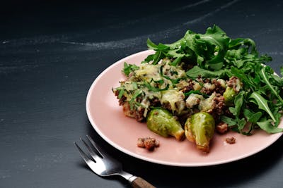 Brussels Sprout and Hamburger Gratin