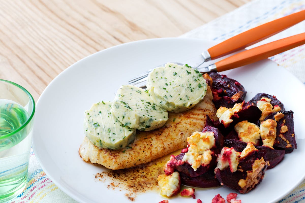 Fish with Oven-Baked Beetroots