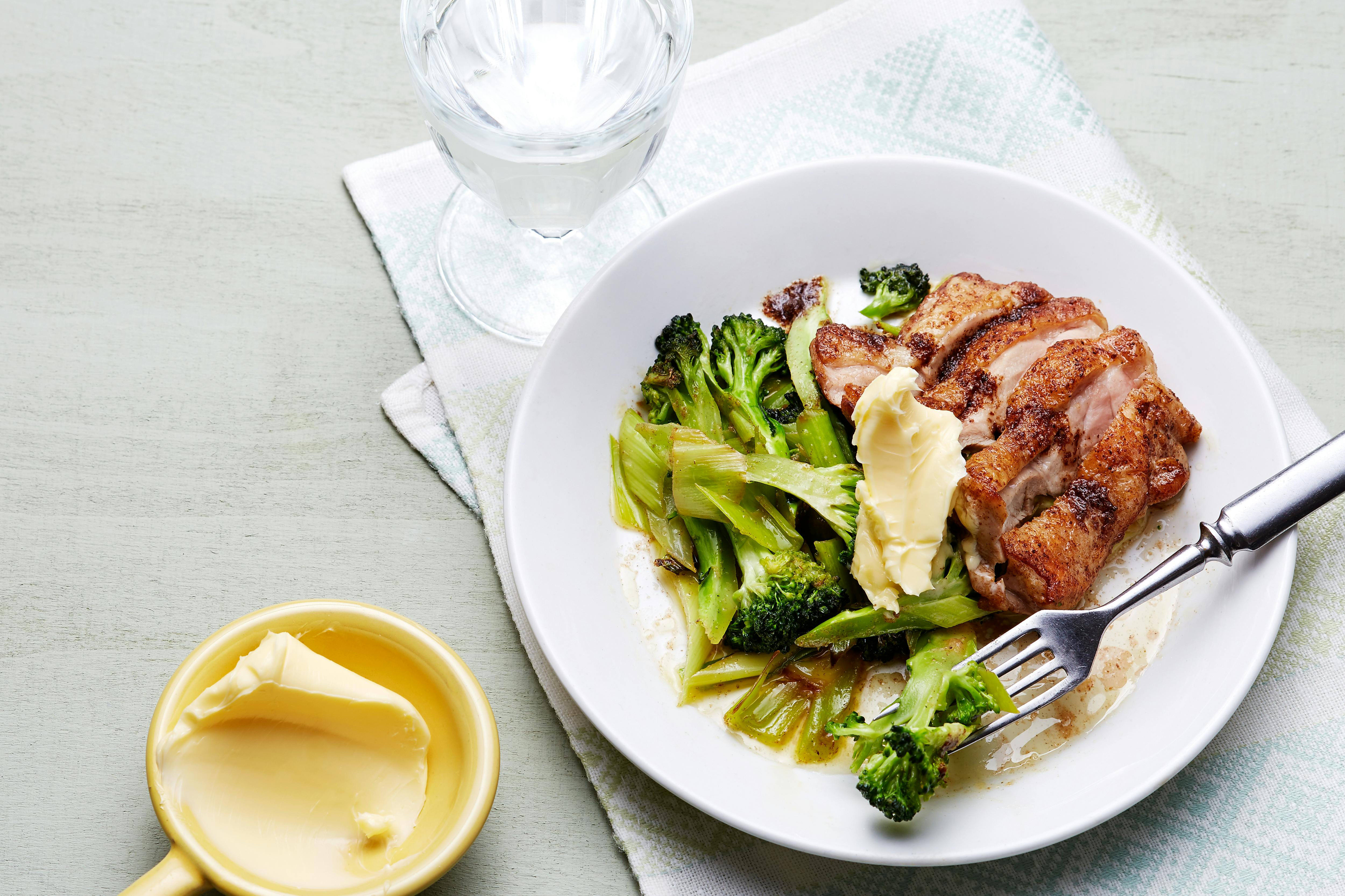 Keto Fried Chicken With Broccoli And Butter Recipe Diet Doctor